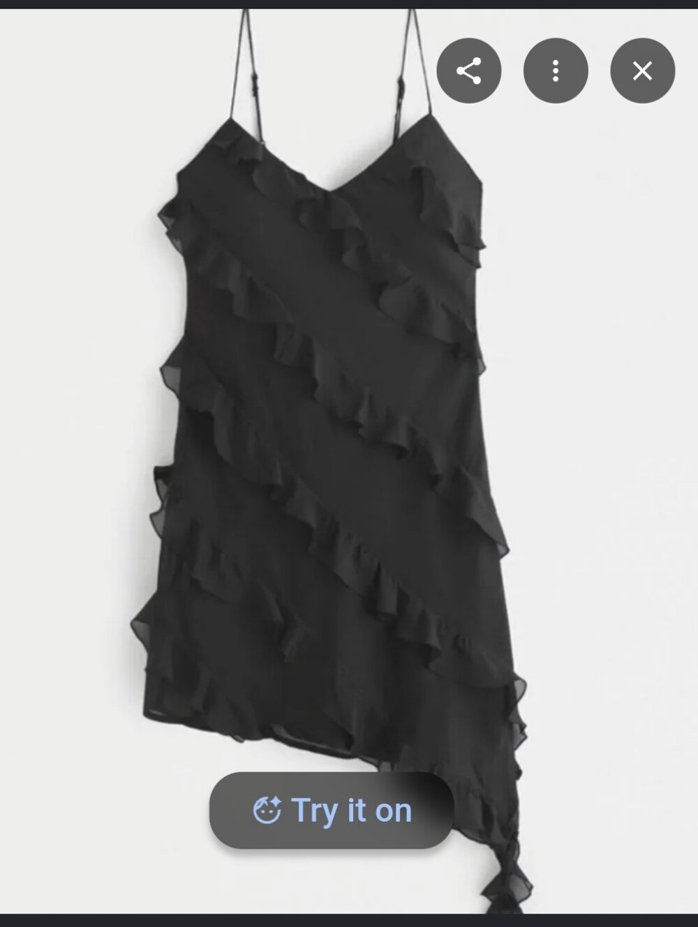 NWT Abercrombie & Fitch Black Asymmetrical Ruffle Slip Dress Size Large